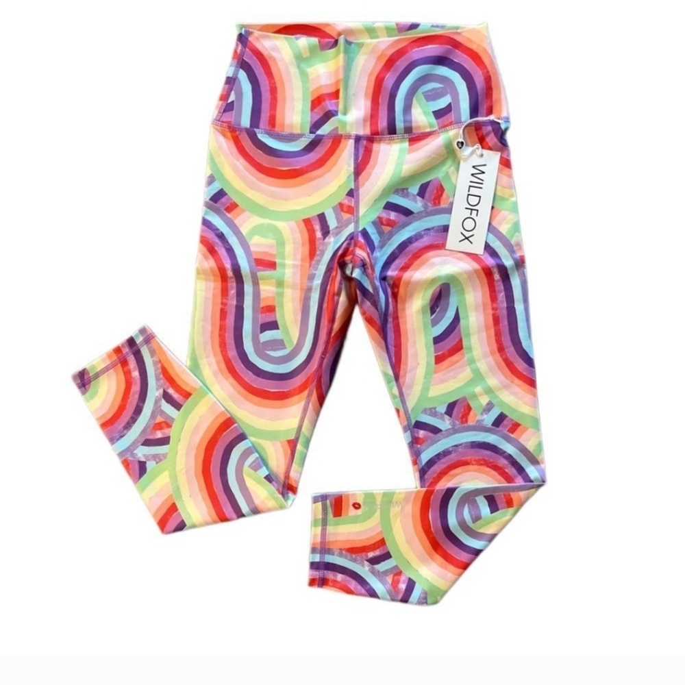 Wildfox Soleil High Waisted Rainbow 7/8 Leggings Sz L NWT MSRP $88 - Picture 1 of 8
